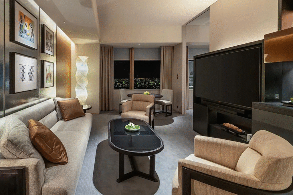Japanese yukata sleepwear and 55-65in LG televisions equipped with Bose smart ultra-soundbars in suites.